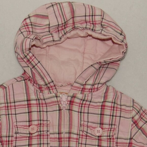Gymboree Girls Size 4, Pink Plaid Cotton Hooded Coat - Picture 5 of 6